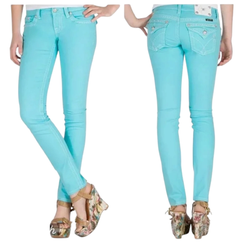Miss Me Y2K Western Embellished Flap Pocket Skinny Jeans 26